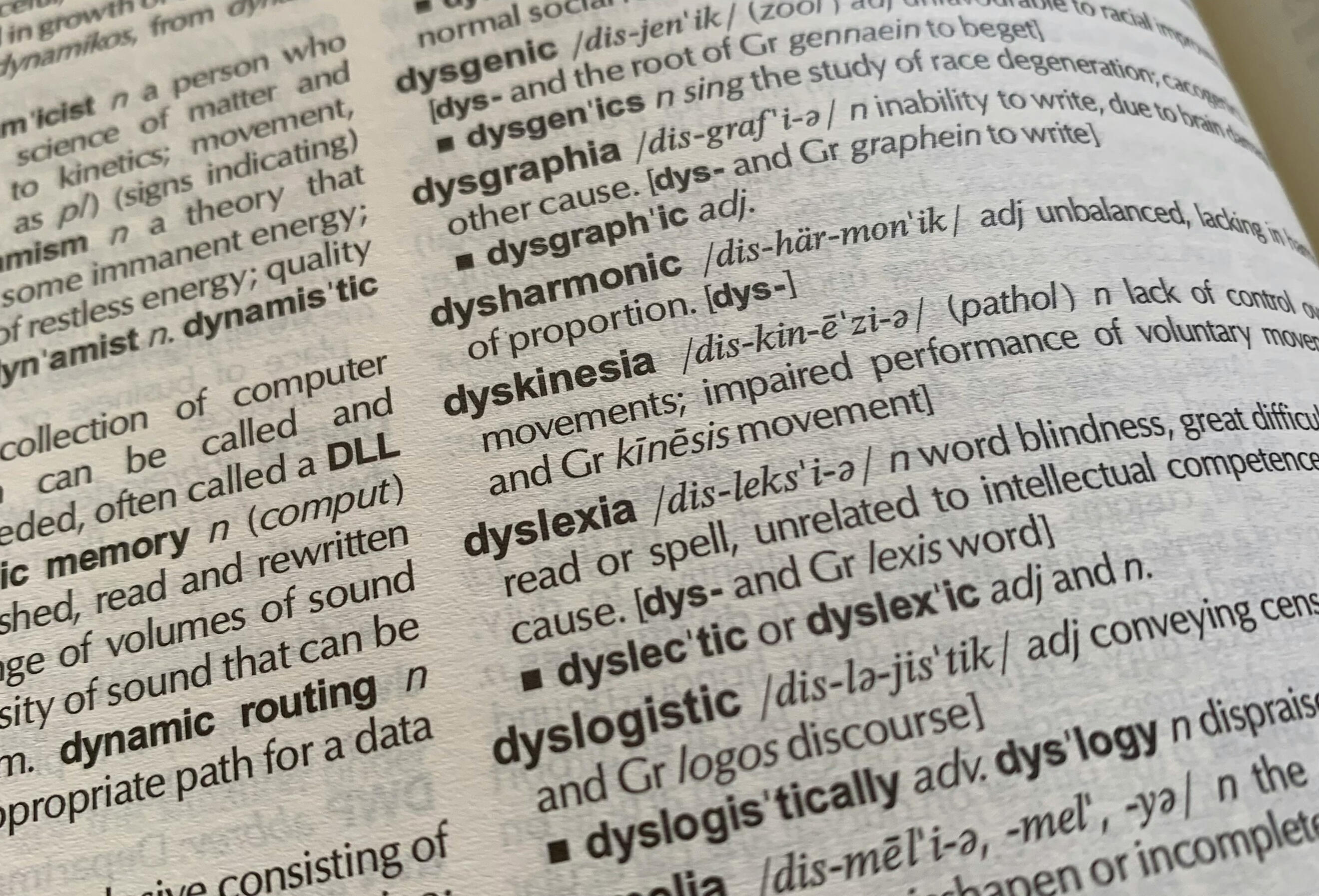 Dictionary Dyslexia Photo by Rob Hobson on Unsplash, pic of dyslexia in the dictionary, dyslexia resources
